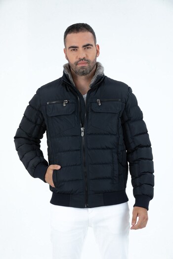 G-FOX Men's Short Hoodless Padded Wind Resistant Classic Puffer Jacket 9098