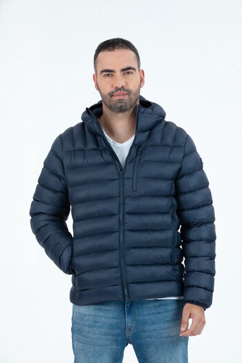 G-FOX Men's Short Fixed Hooded Padded Sports Puffer Jacket 9714