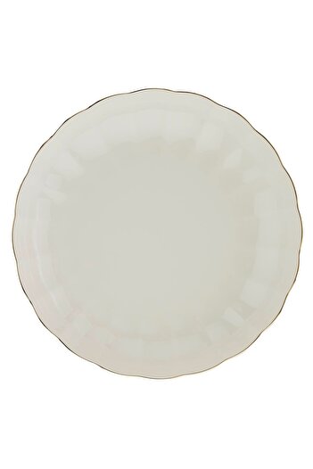 Kütahya Porselen Bone Luz 6-Piece Cukur Plate with Gold Mesh
