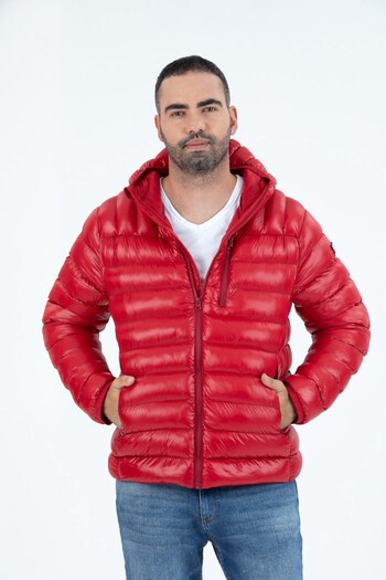 G-FOX Men's Short Fixed Hooded Padded Sports Puffer Jacket 9714