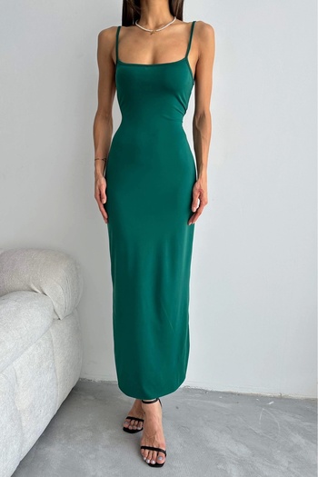 Eka Women's Emerald Green Backless Dress 1018-0314