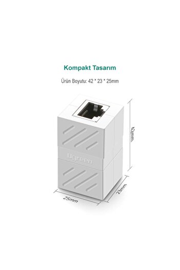 Ugreen Rj45 Cat6 Cat7 Cat8 Ethernet Kablo Uzatma Aparatı Beyaz