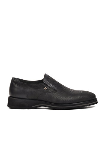 Fosco 3130 Black Patterned Genuine Leather Men's Classic Shoes