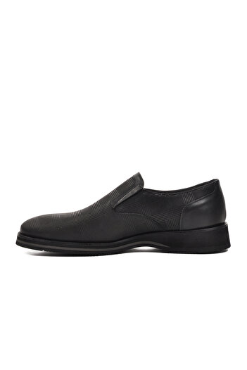 Fosco 3130 Black Patterned Genuine Leather Men's Classic Shoes
