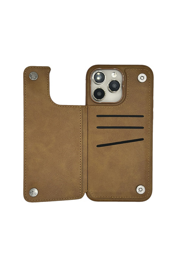 Merwish Apple iPhone 14Promax Compatible Wallet with Card and Money Compartment Brown Faux Leather Case