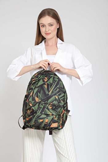 Street Bag Unisex Αδιάβροχο σακίδιο πλάτης με γεωμετρικό σχέδιο χακί - καθημερινό, σχολικό και κατασκήνωση ταξιδιού