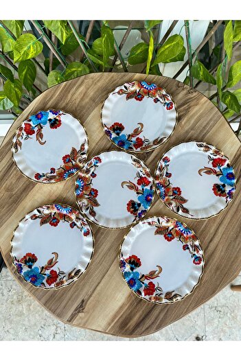 GÜRCÜGLASS Flower Pattern White Dessert Plate 17 cm