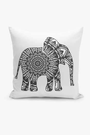 Filamente Double Sided Digital Printed Throw Pillow Cover - White, Anthracite, Hidden Zipper
