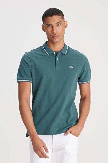 Lee Men's L61ARLOT Short Sleeve Polo T-shirt / Evergreen Standard
