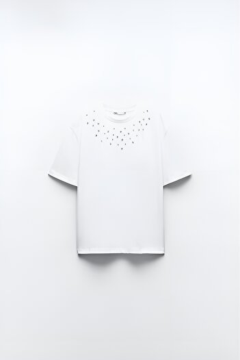 Pulli Collection 100% Thin Cotton Stone Detailed T-Shirt