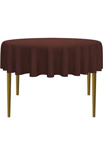 Zeren Home Linen Tablecloth - Liquid Resistant, Round and Care Free, Brown