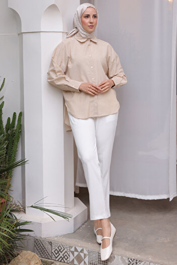 benguen Women's Striped Shirt 2057 Mink