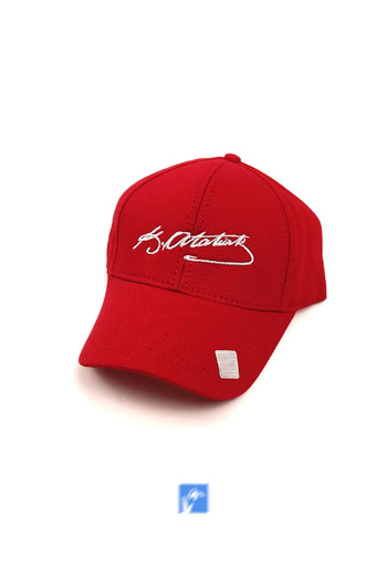 Kardelen Butik Denizli Eck Textile Unisex Red Ataturk Embroidered Hat