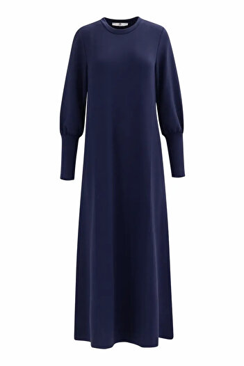 SEÇİL Women's Crew Neck Knitted Fabric Dress - Navy Blue
