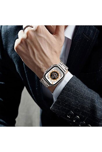 Rivor Apple Watch Ultra 49mm Uyumlu Kordon Paslanmaz Şık Çelik Tasarım Kayış