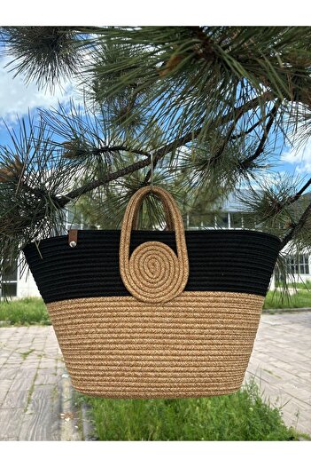 MaVaux Mini Vanilla Handmade Straw-Looking Jute Beach Bag