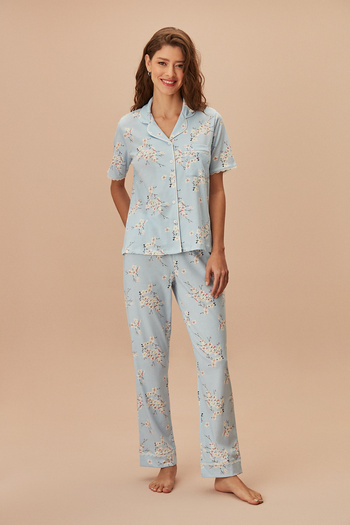 SUWEN Set de pijamale masculine Sakura