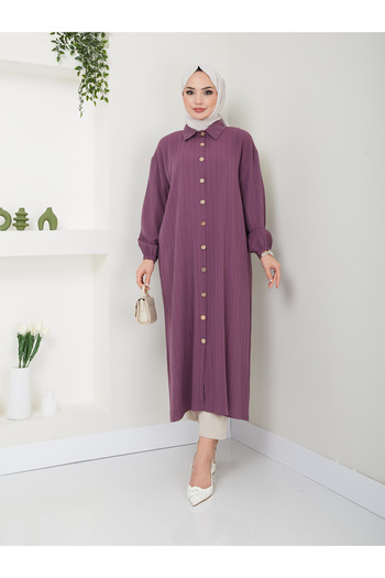 VOLT CLOTHİNG Woman's Maxi Boy Slit Viscose Tunic