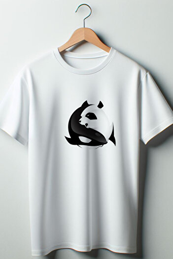 Vordevia Λευκό μπλουζάκι με στάμπα Panda and Whale Oversize Wide Fit Unisex Crew Neck