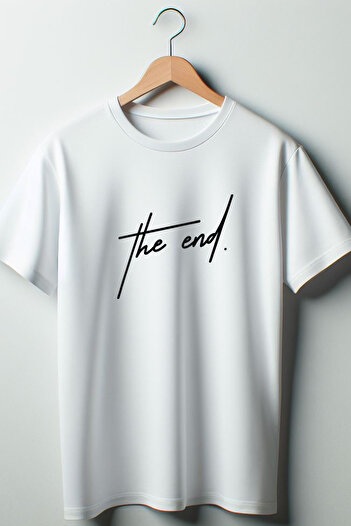 Vordevia Λευκό μπλουζάκι με λαιμόκοψη Unisex με στάμπα The End
