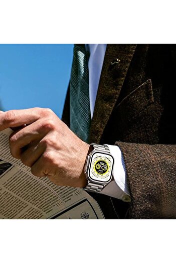 Rivor Apple Watch Seri 9 8 7 6 5 4 3 2 1 SE 42-44-45mm Uyumlu Kordon Paslanmaz Şık Çelik Tasarım Kayış