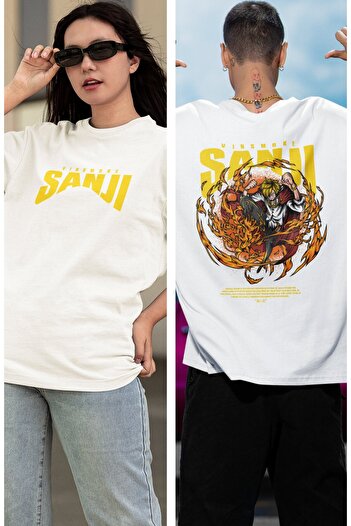 Fuddy Moda Μπλουζάκι με στάμπα One Piece Sanji Back, Unisex T-shirt με στάμπα Anime