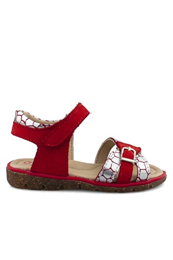 Cici Bebe Ayakkabı Genuine Leather Red Silver Girls' Sandals