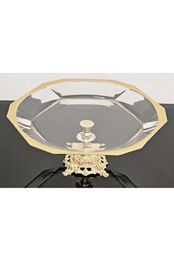 atabey home Avangarde Gold Cast Footed Gold Gilded Large Size Presentation Paşabahçe Reflection