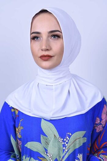 Nowa Scarf Snap Fastened Scarf Over Harema Matching Pool and Sea Ready Shawl White