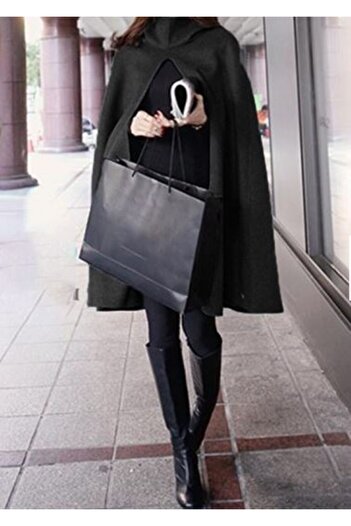 Styling Park Kapüşonlu Kaşe Pelerin Model Panço
