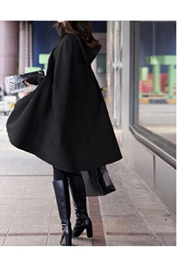 Styling Park Kapüşonlu Kaşe Pelerin Model Panço