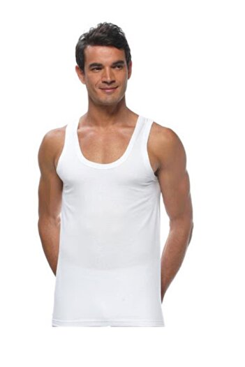 GÜMÜŞ Men's Ribbed White Undershirt 6 Pieces
