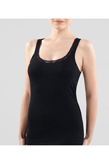 Blackspade Women's Black Model Modal Fabric Strappy Undershirt 1364