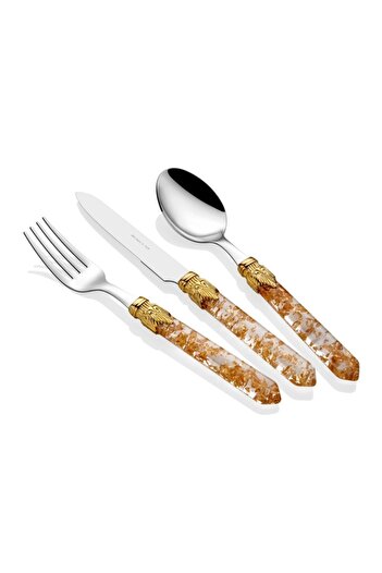 RİVADOSSİ SANDRO 75 Piece Fork Spoon Knife Set with Gold Handle