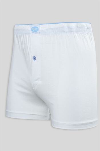 BSM Set of 6 White 100% Cotton Belted Buttoned Boxers