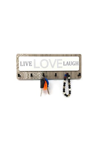 CajuArt Live Love Lough Patterned - Brown Keychain Ornament
