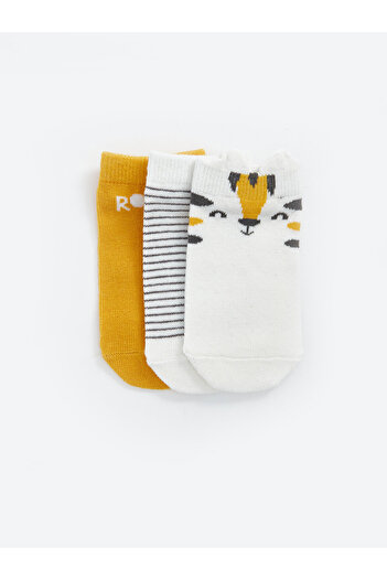 LC Waikiki Set of 3 Printed Booties Socks for Baby Boy