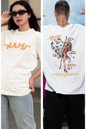 Fuddy Moda One Piece Nami Unisex Oversize T-Shirt - Back Printed Anime Design