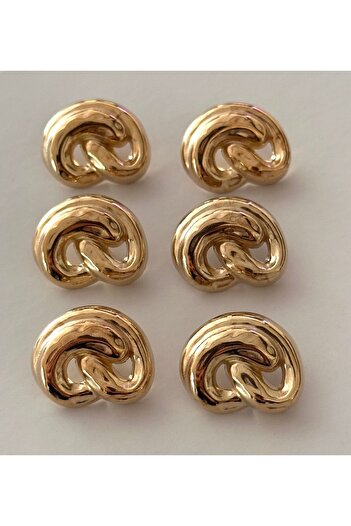 ODDA TASARIM ATÖLYESİ Special Design - Light Gold Pretzel Twisted Metal Coat and Jacket Button Set