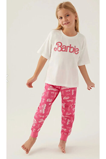 Barbie Kız Çocuk, Lisanslı, Barbie, Kısa Kollu T-shirt Pijama Takımı