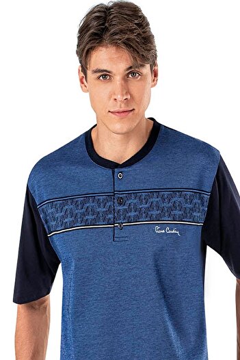 Pierre Cardin 6018 Men's Pajama Set - Jacquard, Short Sleeve and Shorts, 3-Piece Set