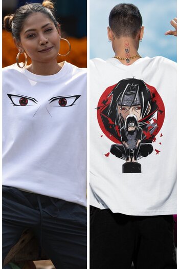 Fuddy Moda Μπλουζάκι Unisex με στάμπα Uchiha Itachi EX2 Oversize Anime