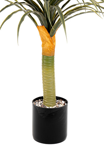 YAPAY ÇİÇEKÇİNİZ Taş Detaylı Siyah Renkli Saksıda 110 cm Yapay Yuka Dragon Ağacı