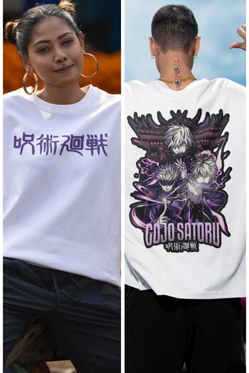 Fuddy Moda Μπλουζάκι Anime Unisex Oversize - Gojo Satoru Ryoiki Tenkai Πίσω Εκτύπωση