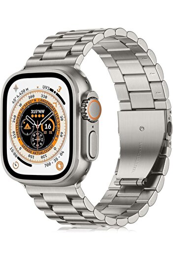 Rivor Apple Watch Seri 9 8 7 6 5 4 3 2 1 SE 42-44-45mm Uyumlu Kordon Paslanmaz Şık Çelik Tasarım Kayış