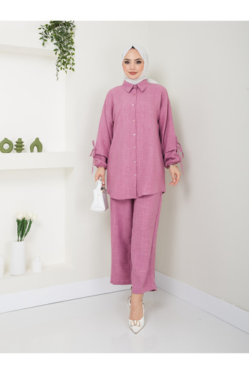 VOLT CLOTHİNG Women's Buttoned Linen Double Suit