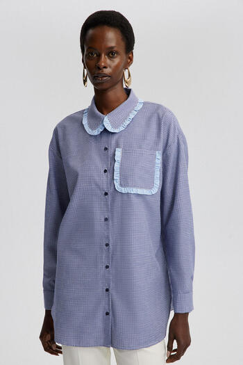 Touché Privé Gingham Shirt with Ruffles