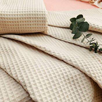 MundoLindo 100% Cotton Waffle Cream Single Person Pique