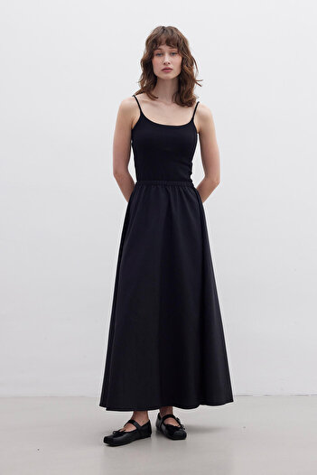 Manuka Black Cotton Lined Skirt