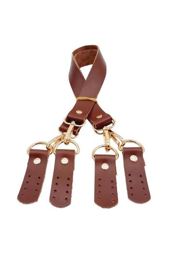 angel çanta aksesuar Angel Misu Model 55 cm Genuine Leather Bag - Double Handle, Red Brown, Light Gold Metal